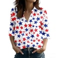 thumbnail image 2 of Karymi T Shirts for Women Vintage Independence Day Print Long Sleeve Blouse, Lapel Button‑Down Design Open Top, Patriotic 4th of July Casual Shirt Womens Blouses, 2 of 5