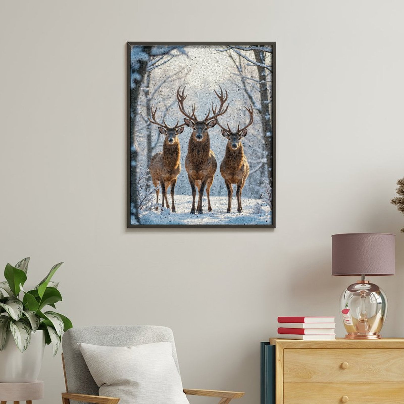 Paint by Numbers Kit for Adults, Deer Trio Snowy Forest Scene Paint by Numbers, Easy Paint by Numbers Kit for Adults Beginner, DIY Adult Paint by Number Kits on Canvas, Home Decor