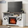 thumbnail image 2 of Electric Fireplace Tv Stand for Tvs Up to 65 in, w/ 23 in Electric Fireplace and Remote Control, Large Entertainment Center with Sliding Barn Door for Living Room (1400W) - White, 2 of 7