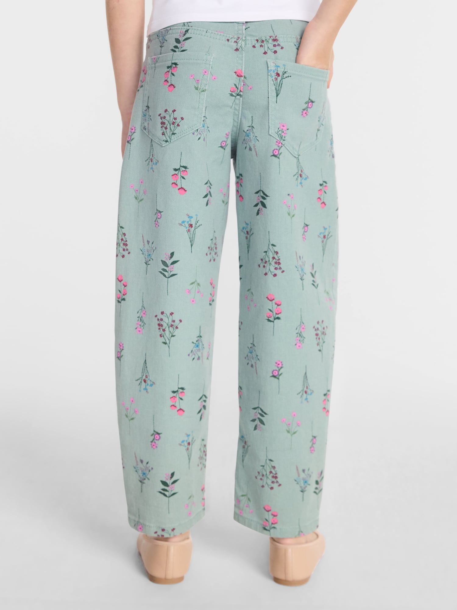 Wonder Nation Girls Ankle Length Barrel Jeans, Sizes 5-18