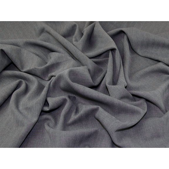 Minerva Deadstock Tweed Polyester Suiting Fabric, Gray Herringbone Print for Dressmaking, 56" Wide, By the Yard