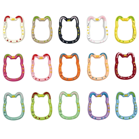 15 Pcs Cat Shape Carabiner Clips, Cute Keychain Clip with Hand-Painted Lucky Cat Pattern, Colorful Spring Clasp, DIY Jewelry Making, Bag Chains, and Keychains
