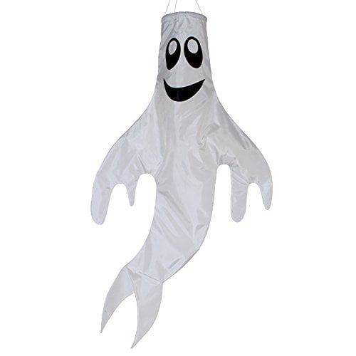 LaZimnInc 2 Pcs Halloween Ghost Windsocks Hanging Decorations 40 Flag Windsocks for Home Yard Outdoor Decor Party Supplies 