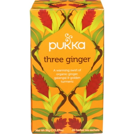 Pukka Three Ginger Organic Herbal Tea, Turmeric, Caffeine-Free, Tea Bags 20 Count Box