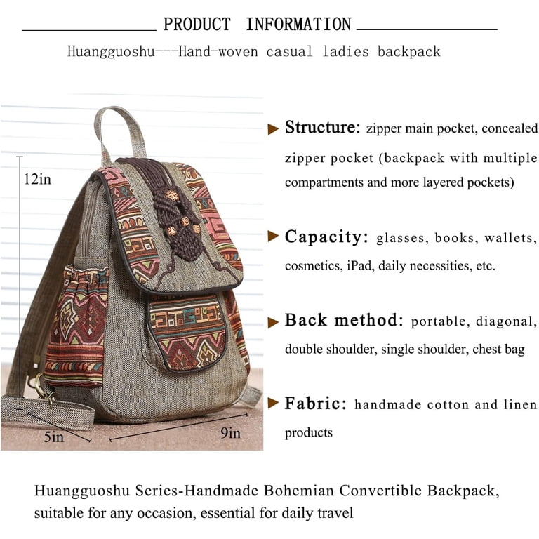 Backpack Purse For Women Casual Vintage Drawstring Anti  display picture 2