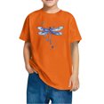 thumbnail image 5 of Riecok T Shirts for Girls Boy Scoop Neck Short Sleeve Comfortable Shirt Kids Clothes Toddler Kids Girls Casual Loose Shirts Orange 4 T, 5 of 5