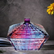 LWXPAIYY Purple Red Multicolor Glass Candy Dish with Lid,Small Vintage Candy Jar with Lid,Cute Covered Decorative Candy Dishes Bowl with Lids for Office Desk Table