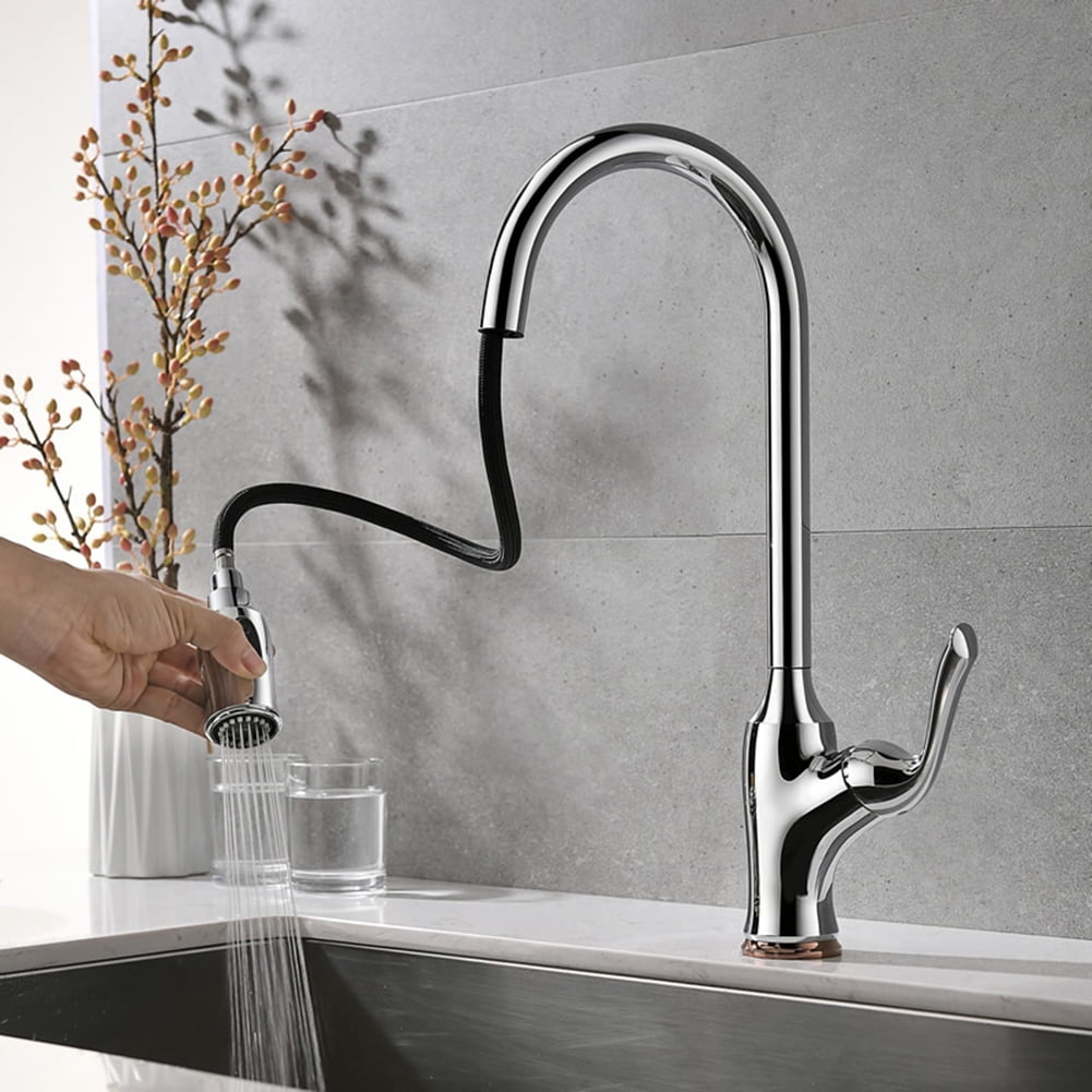 Kepooman Pull-Down Kitchen Sink Faucet, Mixer Tap Matte with Spray Head, Silver Kepooman Pull-Down Kitchen Sink Faucet, Mixer Tap Matte with Spray Head, Silver