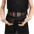 thumbnail image 5 of Girls 2 Piece Outfit Summer Suits 2 Piece Latin Ballroom Dance Tassel Solid Color Crop Elastic Pants Dancewear Child Clothes Girls Outfits 3-4 T, 5 of 7