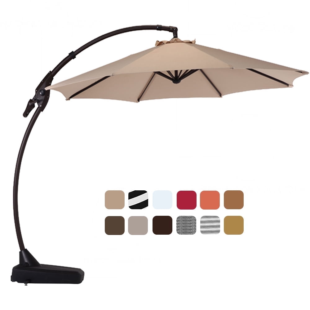 GRANDPATIO 12 ft Deluxe Curvy Aluminum Cantilever Octagon Umbrella(Champagne, with Base, 12' Diameter)