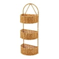thumbnail image 1 of Cesta de pared de imitación ratán, cesta para guardar objetos pequeños, cesta colgante tejida Semicírculo 3 capas, 1 of 9