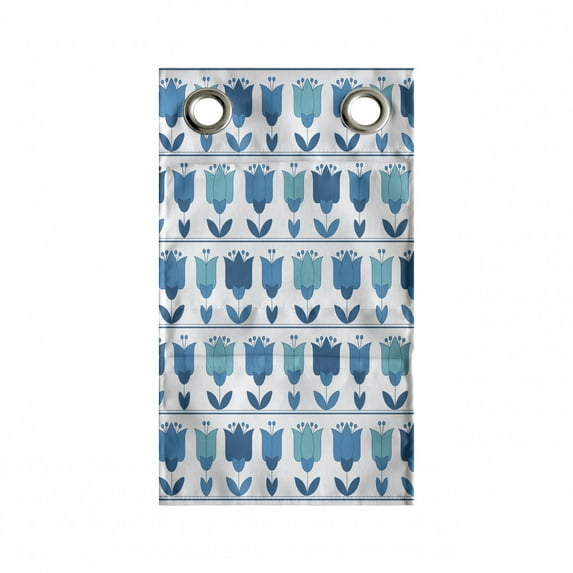 Floral Hanging Pocket Organizer, Holland Tulips Aligned Horizontally Folk Pattern Continuous Illustration, Printed Polyester Storage Bag with Pockets, 9" x 27", Sea Blue Multicolor