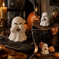 thumbnail image 5 of White Ghost LED Lighted Resin Sculptures Set, Hear See Speak No Evil Design, Cute Spooky Ornament for Halloween Tiered Tray Mantel Shelf, Festive Home Tabletop Decoration, 5 of 8