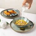 thumbnail image 4 of AmorArc Ceramic Dinnerware Sets,Handmade Reactive Glaze Stoneware Plates and Bowls Sets,Highly Chip and Crack Resistant | Dishwasher & Microwave Safe Dishes Set,Service for 6 Dishes Set(18pc),OCEAN, 4 of 8
