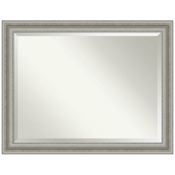 Amanti Art Bathroom Mirror, Parlor Silver Wall Mirror for use as Bathroom Vanity Mirror Over Sink (35.5 x 45.5 in.) Beveled Mirror, Silver Mirror, Traditional Mirror from WI, USA