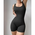 thumbnail image 6 of Wyobmus Women's Yoga Short Jumpsuit Solid Color Sleeveless Bodycon Overalls Stretch Skinny Breathable Jumpsuit for Cycling Black, 6 of 6