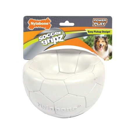 UPC: 0018214848707 | Nylabone Power Play Gripz Dog Soccer Ball Toy Medium/Wolf – Up to 35 lbs.