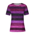 thumbnail image 4 of DeHolifer Women's T-Shirts Plus Size Casual Crewneck Strip Printed Short Sleeve Pullover Tops Summer Loose T-Shirts Multicolor 2XL, 4 of 4