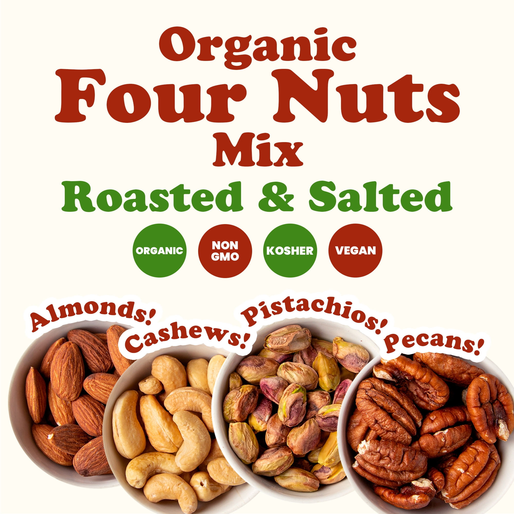 Organic Four Nuts Mix, 7 Pounds – Non-GMO, Vegan, Kosher, Bulk – by Food to Live