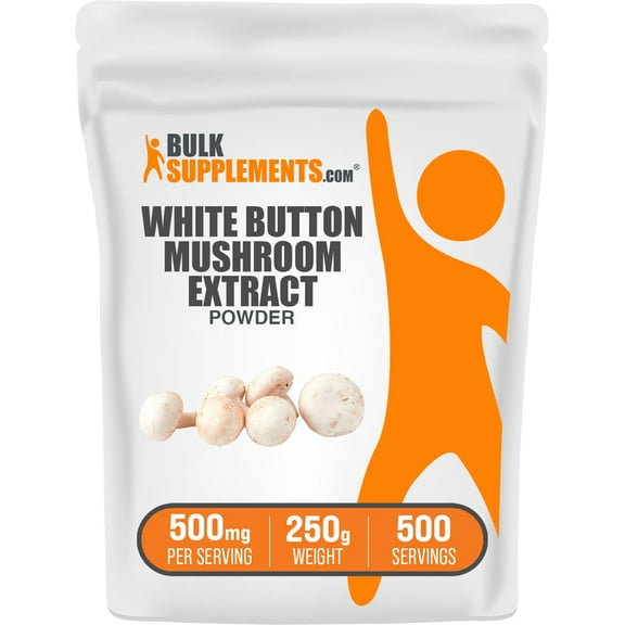 BulkSupplements White Button Mushroom Extract Powder - Herbal Supplement, Agaricus Bisporus Extract - Vegan, 500mg per Serving, 250g (8.8 oz)