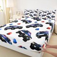 thumbnail image 4 of Manfei Police Car Bed Sheets,Boys Friendly Pattern Full Size Sheets,White,4-Piece,1 Flat Sheet, 1 Fitted Sheet and 2 Pillowcases, 4 of 6
