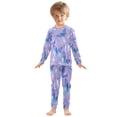 thumbnail image 3 of RMDQTR Cotton Pajama Set - 95% Cotton Soft Breathable Elastic Waist Round Neck Sleepwear for 18M-8Y Watercolor Beautiful Blue Butterflies, 3 of 7