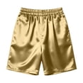 thumbnail image 5 of Costeam Womens Knee Length Shorts Solid Color Satin Loose Straight Leg with Side Pockets Elastic Waist Lightweight Smooth Soft Casual Bermuda Shorts Summer Lounge Bottoms, 5 of 5