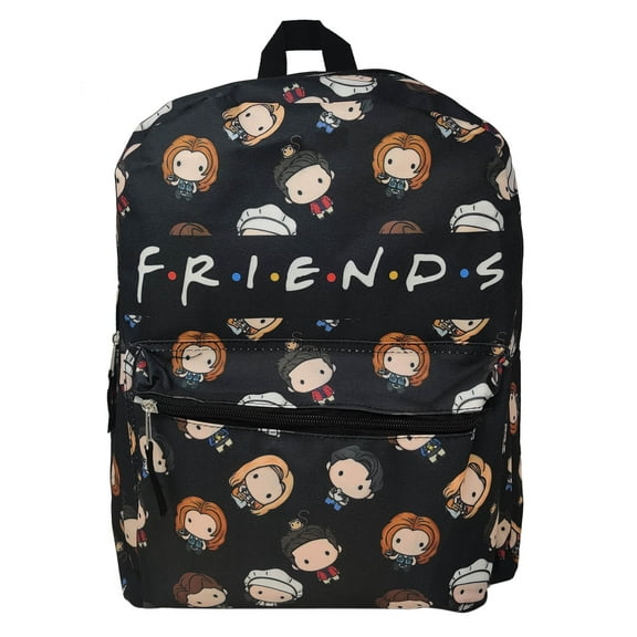 Tv Show Friends Backpack 16" All-Over Print Chibi Style W/ Front Pocket Ross