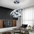 thumbnail image 2 of FRIXCHUR Modern Chandelier LED Crystal Chandelier 3 Rings Adjustable Stainless Steel Pendant Light Chandelier (Cool White), 2 of 11