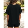 thumbnail image 4 of Short Sets for Women 2 Piece Lounge Set Loose Fit Short Sleeve Tops and Shorts Summer Matching Set Black XXL, 4 of 8