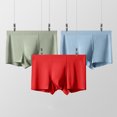 thumbnail image 2 of Men Underwear 3Pcs Solid Color Quick Dry Boxers Shorts Ice Silk Underwear Red XL, 2 of 4
