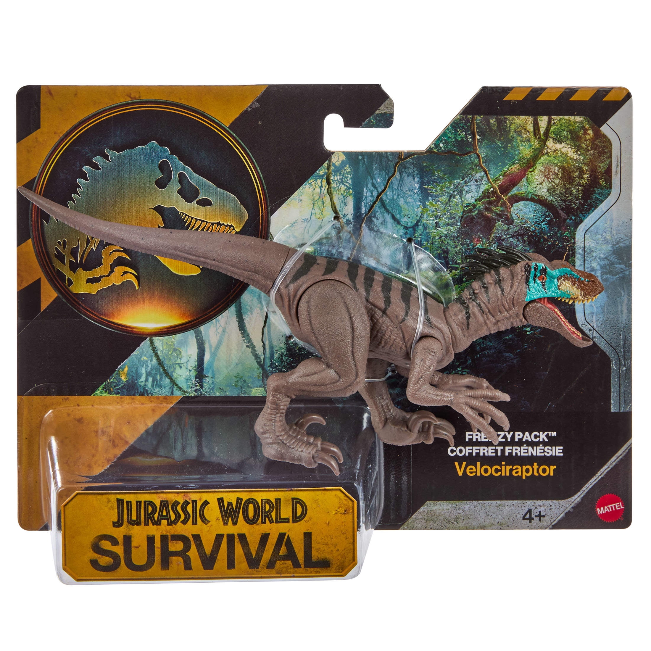 Jurassic World Frenzy Pack Velociraptor Dinosaur Figure, Authentic Toy, Digital Play