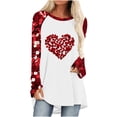 thumbnail image 1 of Penkiiy Pull Décontracté pour Dames Imprimé de la Saint-Valentin avec Manches à Épaules Col Rond TG Rouge, 1 of 5