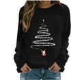 thumbnail image 2 of Women's Vintage Christmas Animal Graphic Round Neck Sweatshirt, Ugly Sweater Long Sleeve Casual Pullover Top, Holiday Party Fashion Blouse,Vermilion,XL, 2 of 5