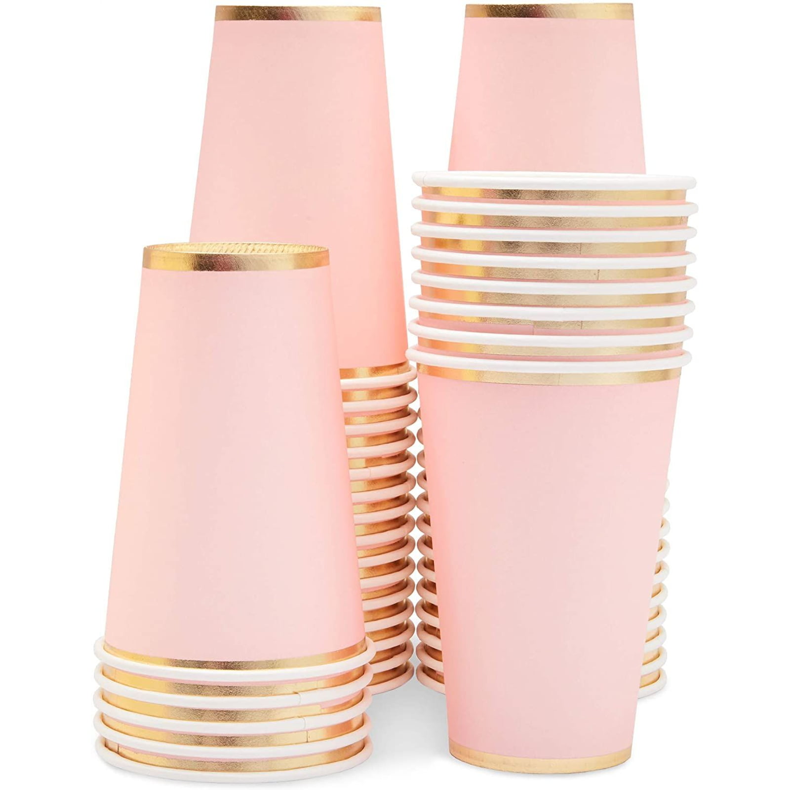 Pink Paper Cups Party Tableware Cups Events Catering Wedding Birthday With Lids 