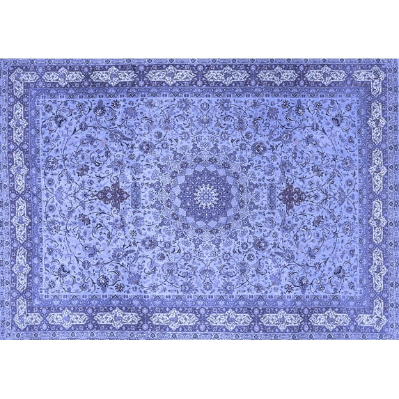 Ahgly Company Indoor Rectangle Medallion Blue Traditional Area Rugs, 2' x 4'