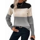thumbnail image 2 of Suéteres de Bloque de Color para Mujer, Blusas de Larga con Cuello Alto, Suéter de Punto Holgado. Gris S, 2 of 7