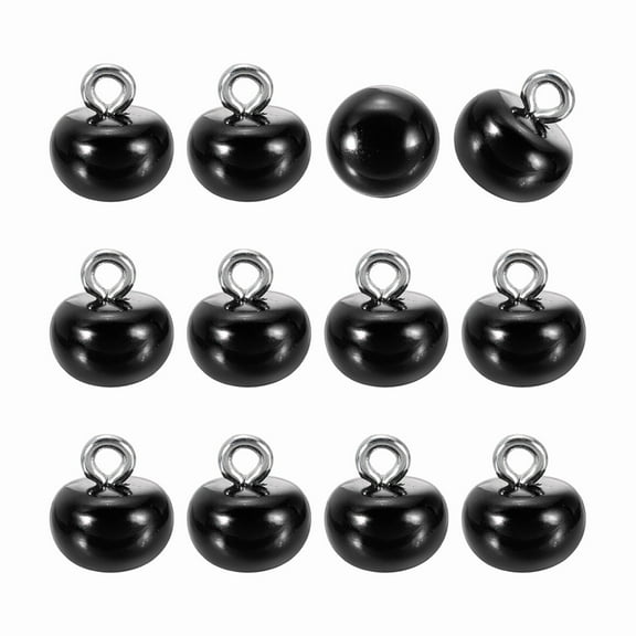 12pcs 16L Round Faux Pearl Buttons 10mm 3/8" Half Ball Dome Metal Shank Sewing Buttons Replacement DIY Small Button for Clothing Bridal Wedding Dress DIY Crafts, Black