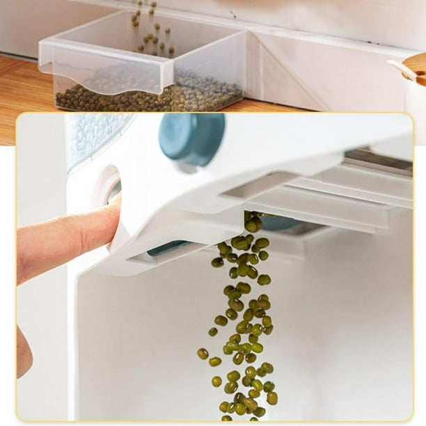 Dispensador de alimentos secos montado en la pared, cubo para granos y arroz, tanque de almacenamiento de arroz, contenedores que ahorran espacio para aparatos de cocina