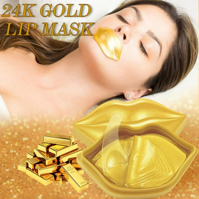 20pcs 24k Gold Lip Mask Pads Anti Aging Moisture Essence Gel Lip Plumper Lip Masks Lips Enhancer Pads - Walmart.com
