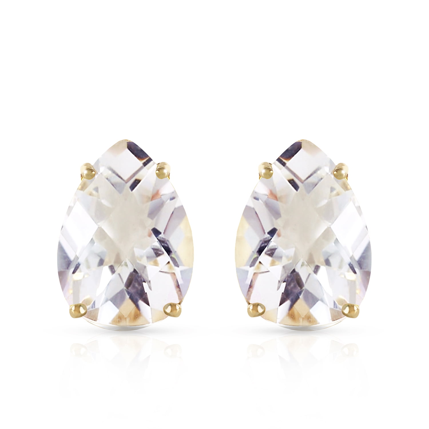 Galaxy Gold 14k Solid Gold 10ct White Topaz Omega Clip Earrings