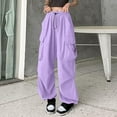thumbnail image 2 of Jxximdong Cargo Pants for Women, Baggy Wide Leg Cargo Pants Hip Hop Streetwear Leisure Elastic Oversized Vintage Trousers, Purple Womens Casual Trousers, 2 of 6