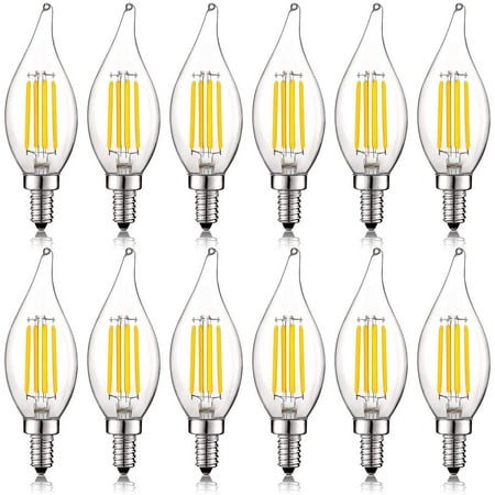 

Luxrite 5W E12 Vintage Candelabra LED Dimmable Light Bulbs 60W Equivalent 3000K Soft White 550 Lumens Flame Tip 12-Pack