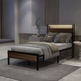thumbnail image 4 of NNV Bed Frame with LED Lights Headboard, Metal Platform Bed Frame Grey - Twin, 4 of 5