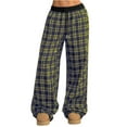 thumbnail image 5 of Cozyvia Women's Plaid Checkered Pants Flannel Pajama Pants Low Rise Stretchy Pajama Pants Lounge Wide Leg Baggy Sweatpants with Pockets - Yellow S, 5 of 7