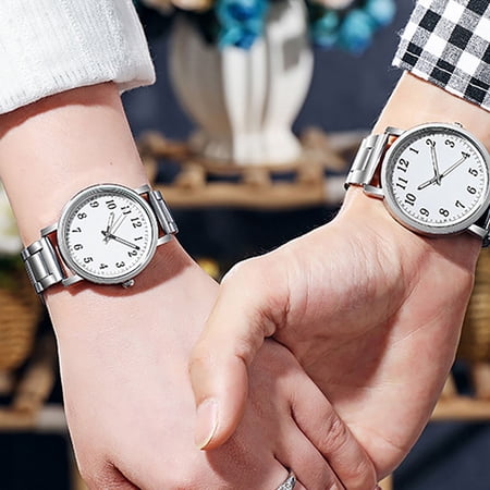 Luxshiny 2-Pack Couple Wristwatches for Men and Women Stainless Steel Band Stylish Watches