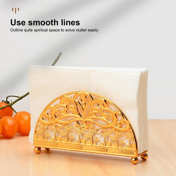 Jiaroswwei Table Napkin Holder Non-slip Base Hollow-carved Light Luxury Semicircular Tissue Holder Shelf for Dining Room