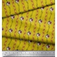 thumbnail image 2 of Soimoi Yellow Cotton Poplin Fabric Leaves & Flower Floral Print Fabric by the Yard 42 Inch Wide, 2 of 3