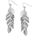 thumbnail image 6 of Floating Feathers Dangle Earrings - Long Hanging Metal Link Leaf Drops by Humble Chic NY, Silver-Tone, 6 of 6