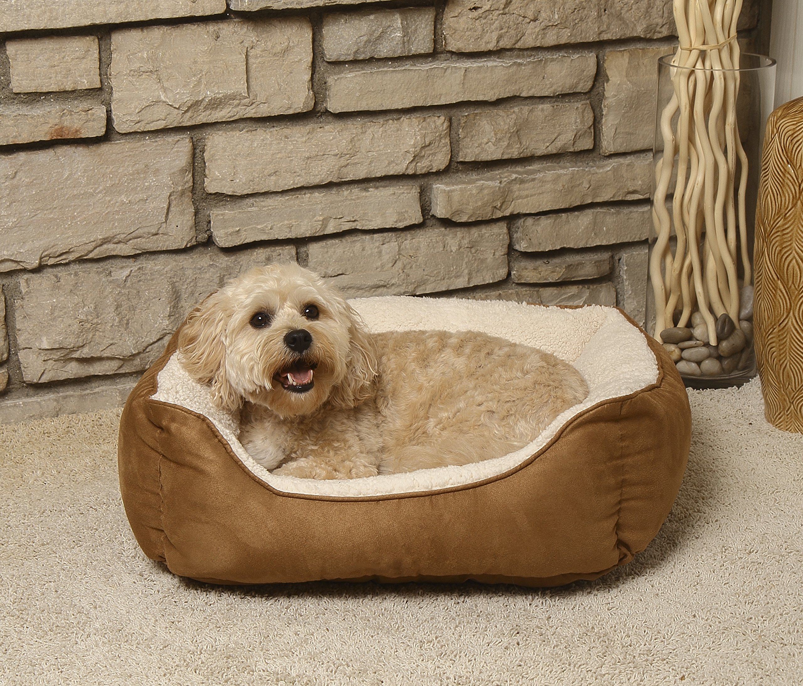 PetSpaces Fauxsuede Rectangular Pet Bed, Medium
